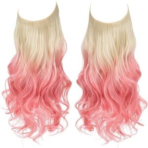 Halo Invisible Wire Hair Extension Hombre Blonde & Pink 16”
